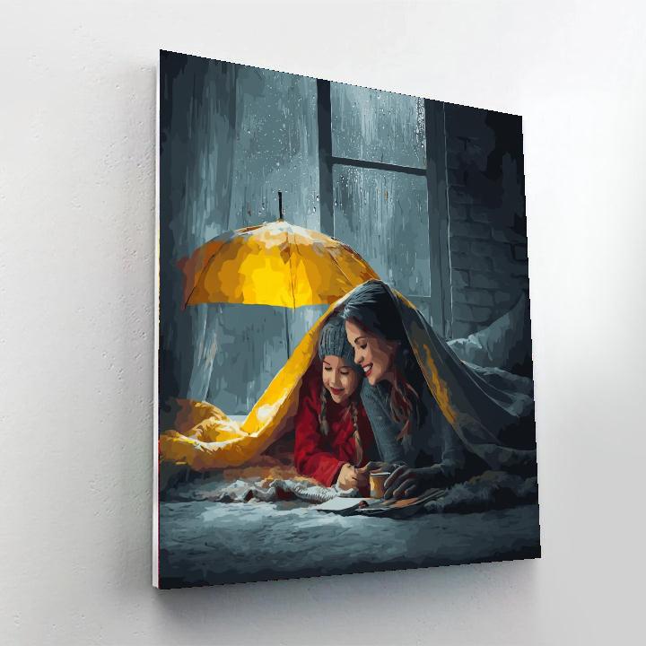 Mommy And Me On A Rainy Day Painting Number Kit