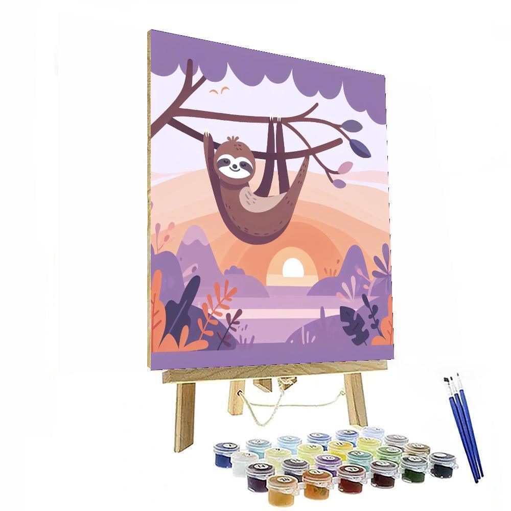 Sunset Sloth Serenity Paint By Color