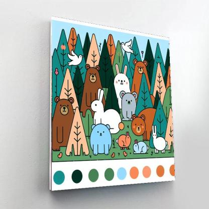 Furry Friends Forest Paint By Numbers Art