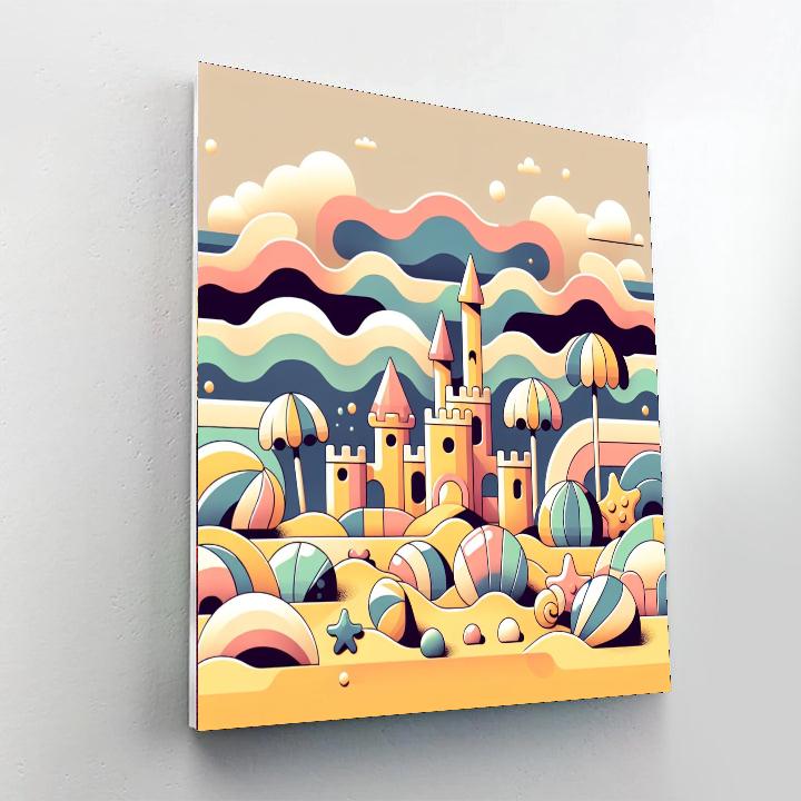 Bright Beach Day Number Painting