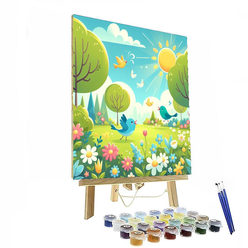 Chirpy Spring Garden Paint By Numbers Art