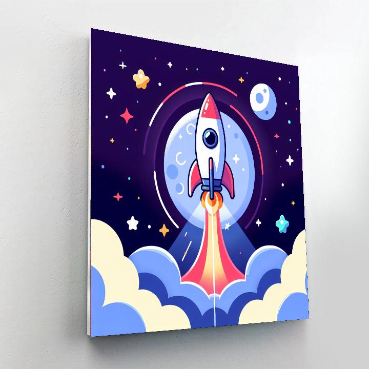 Rocketing To The Moon Number Painting