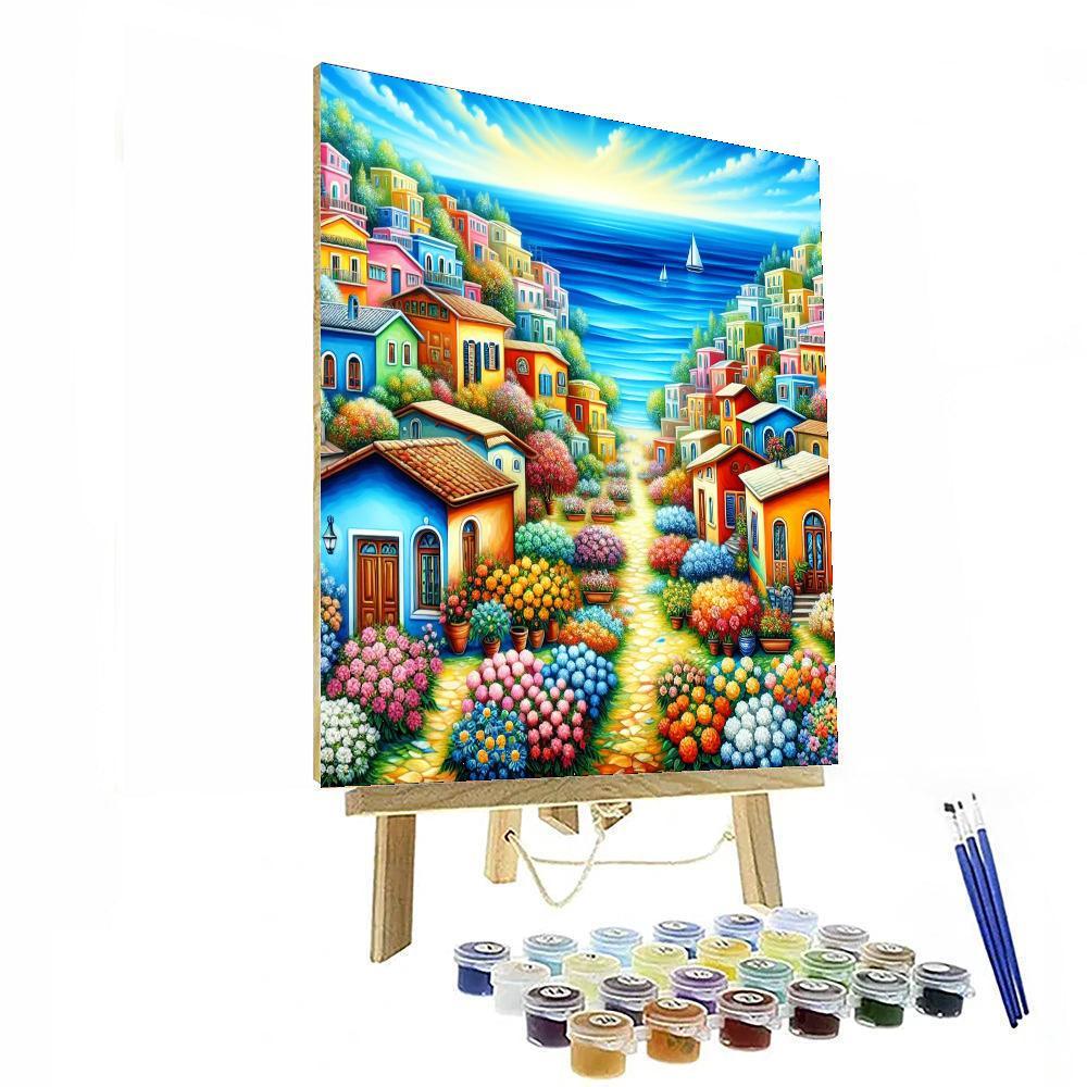 Sunny Coastal Village Paint By Numbers Kits
