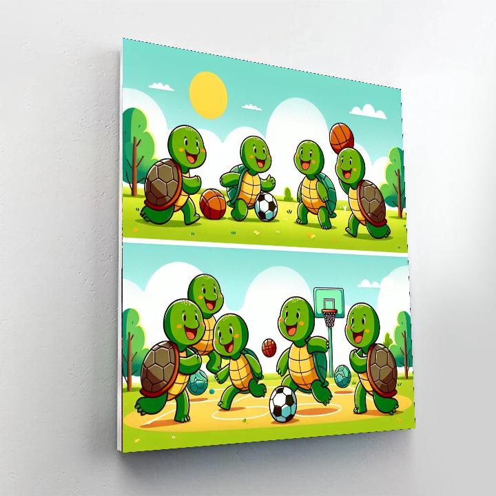 Sporty Turtles Paint By Numbers Art