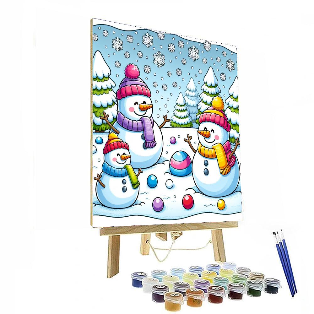 Giggly Snowmen Numbered Painting Kits