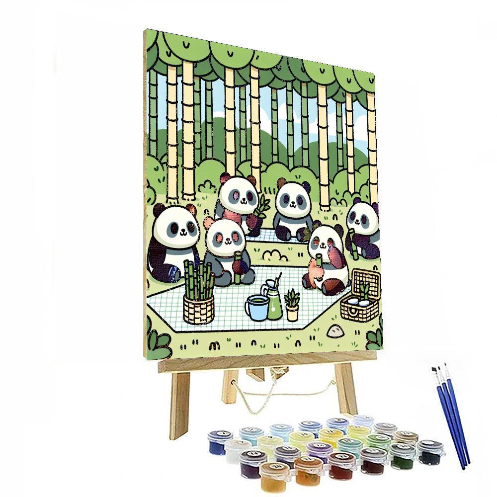 Pandas' Peaceful Picnic Painting Number Kit