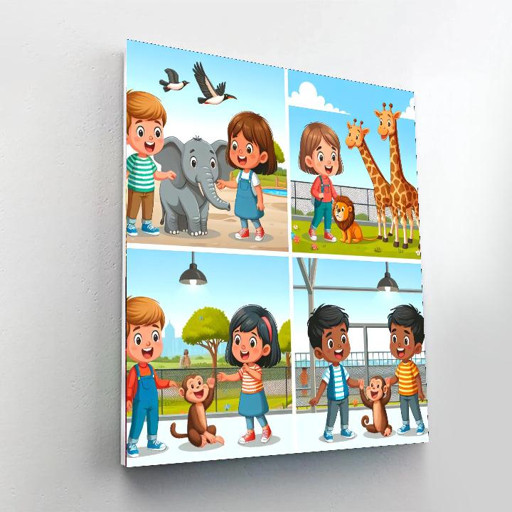 Playful Animals At The Zoo Paint By Numbers Kits