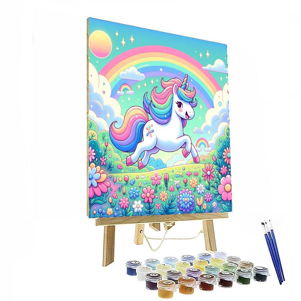 Happy Rainbow Unicorn Paint By Numbers Art
