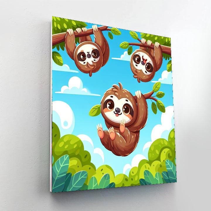 Sunny Sloths Paint By Numbers Art