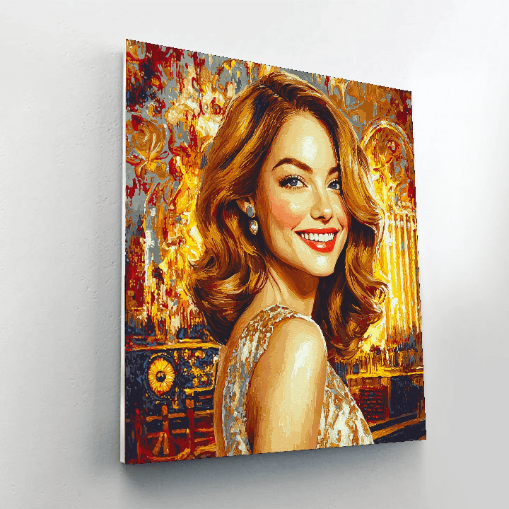 Emma Stone: Lighting Up The Silver Screen With Golden Hues Paint By Numbers