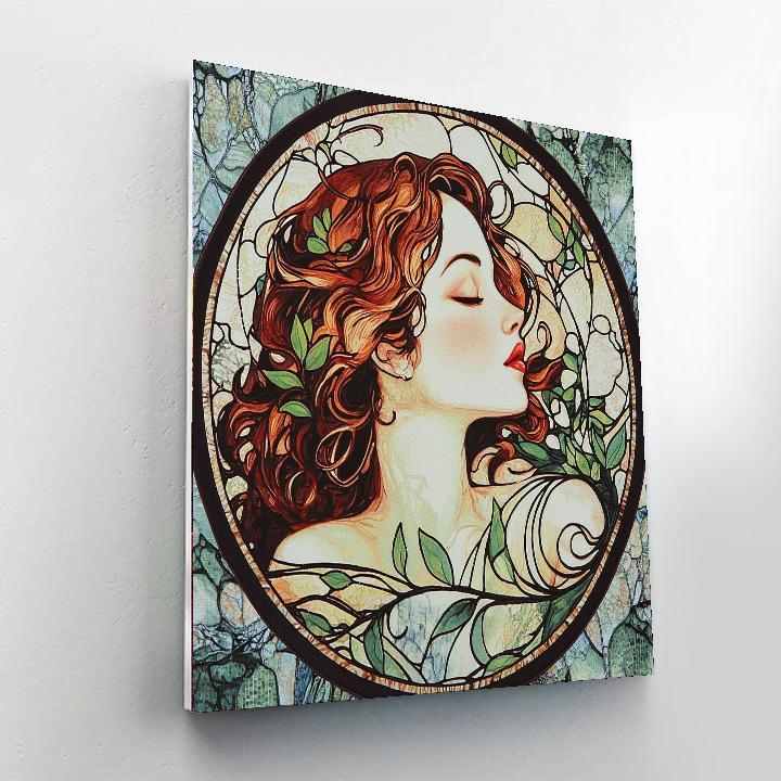 Alphonse Mucha Inspired Nature's Muse Throw Pillows  Paint By Color
