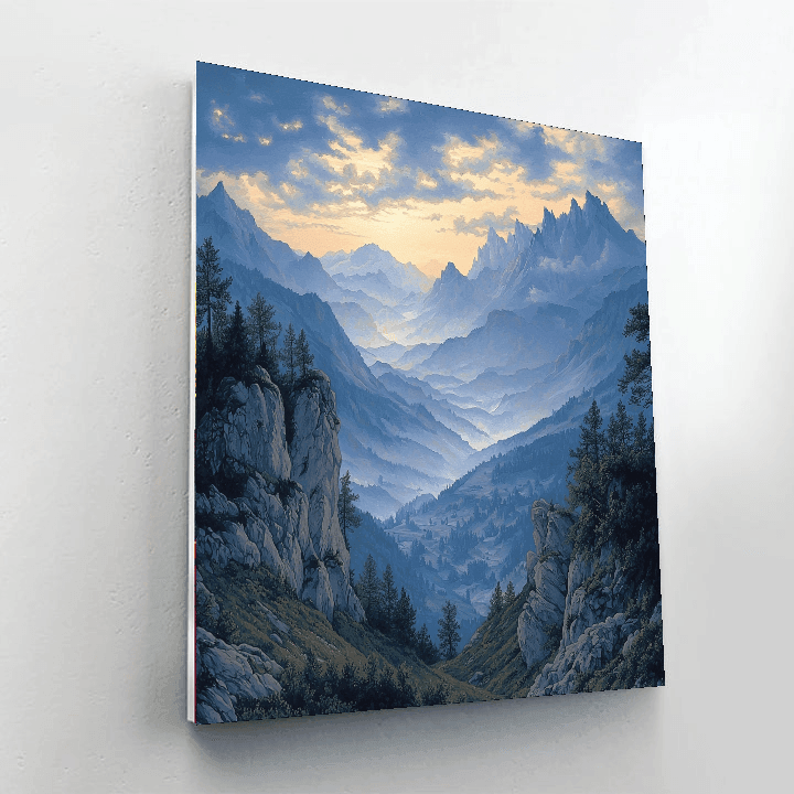 Friedrich Inspired Majestic Mountainscape - DIY Painting By Numbers Kit