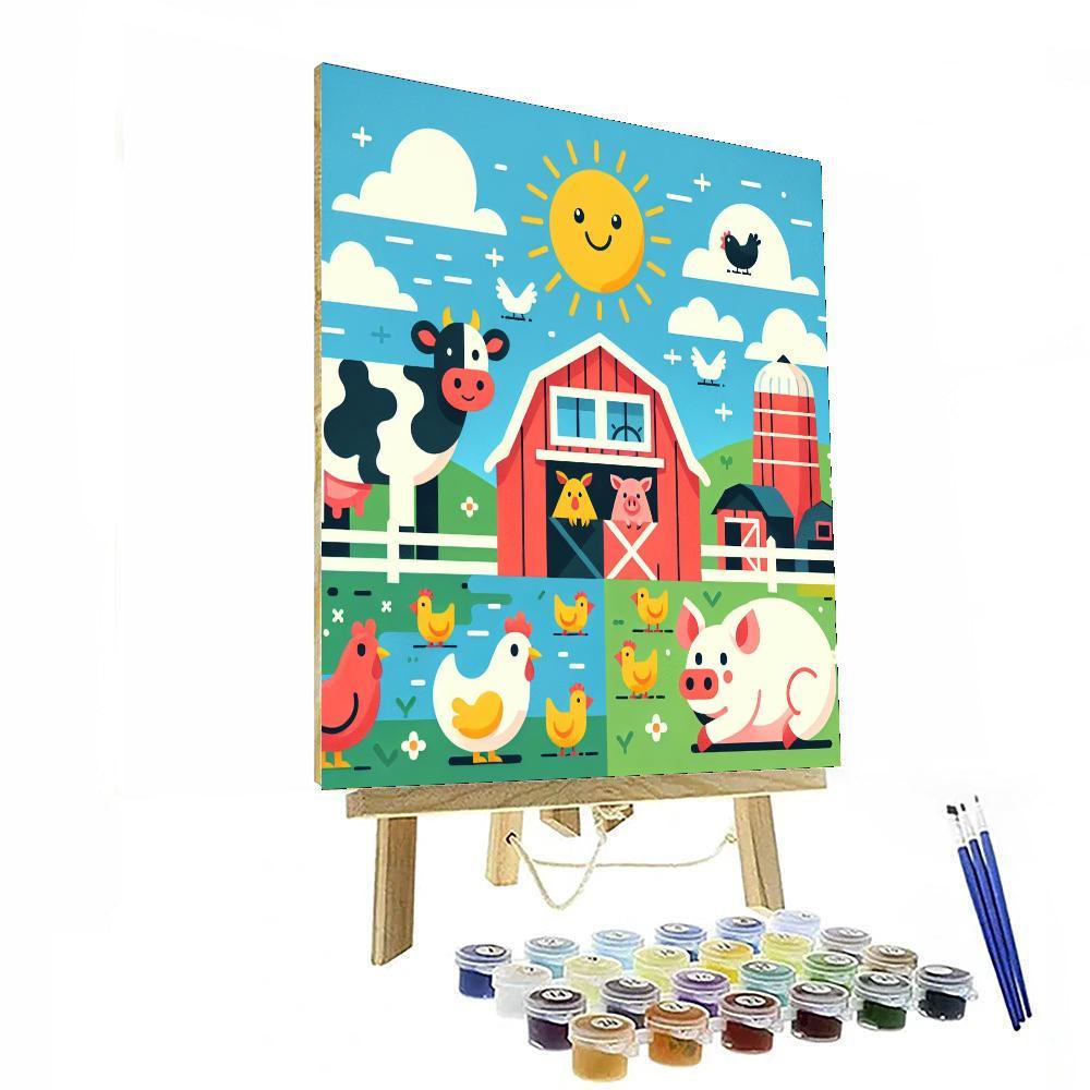 Charming Farmyard Gathering Numbered Painting Kits