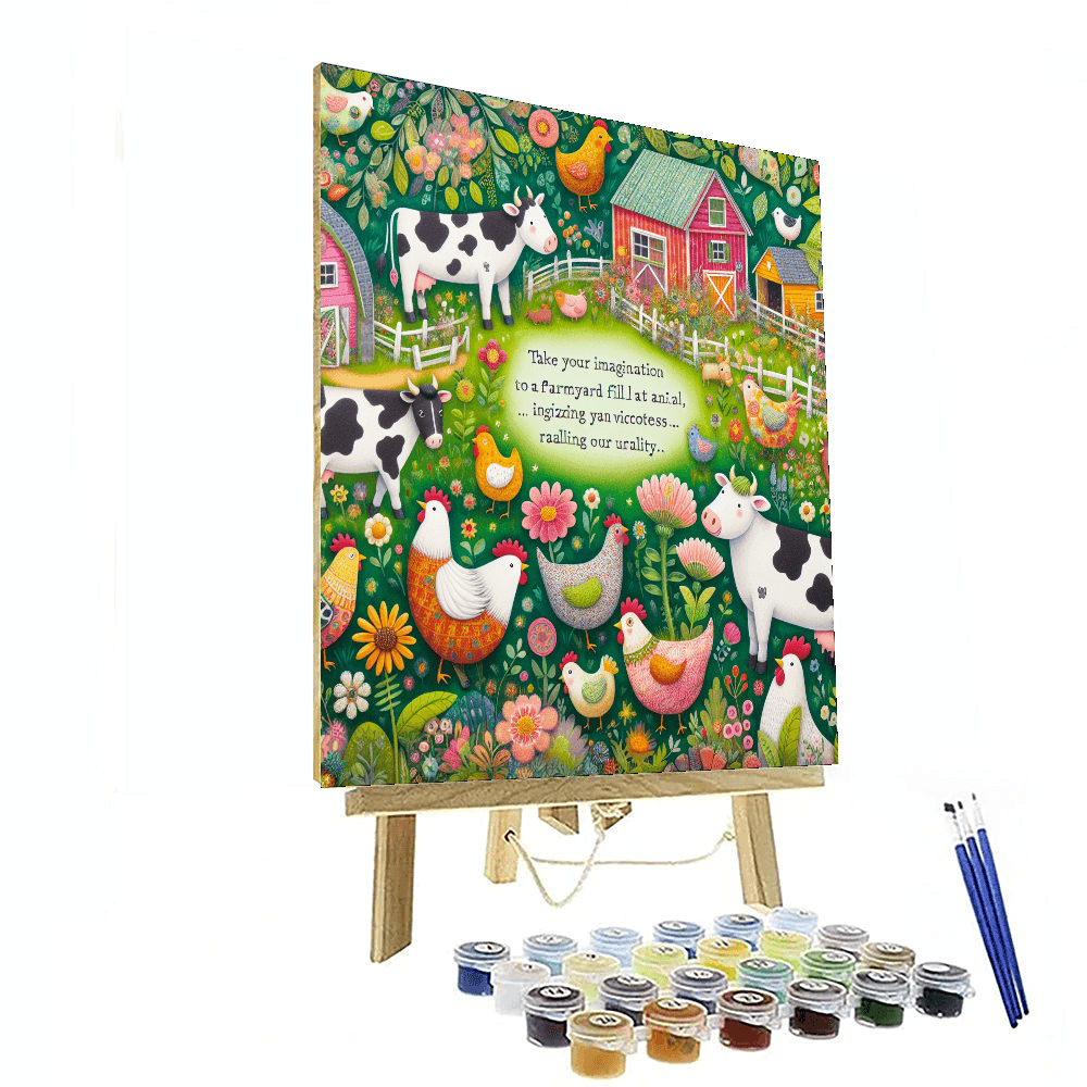 Lively Farmyard Scene Painting Number Kit