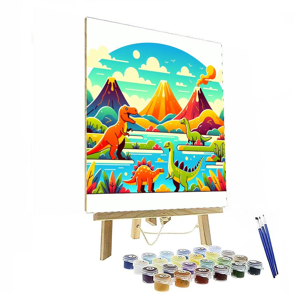 Mysterious Valley Of Dinosaurs Painting By Numbers Kit