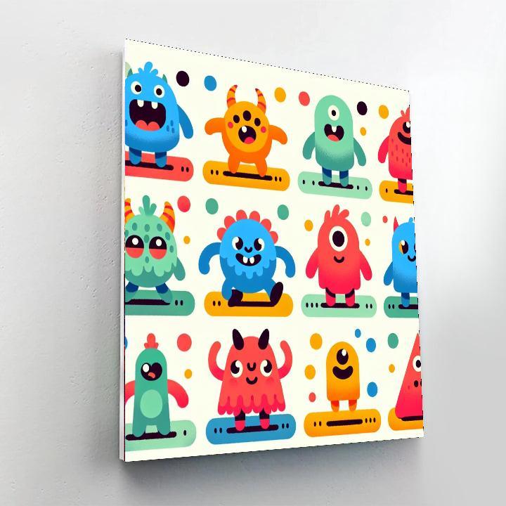Friendly Monster Gathering DIY Paint By Numbers