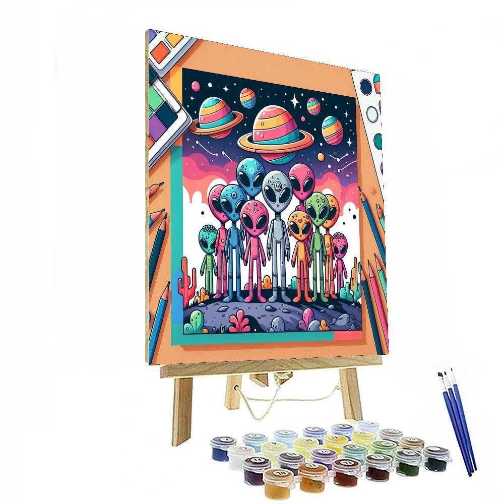 Friendly Alien Colony Numbered Painting Kits