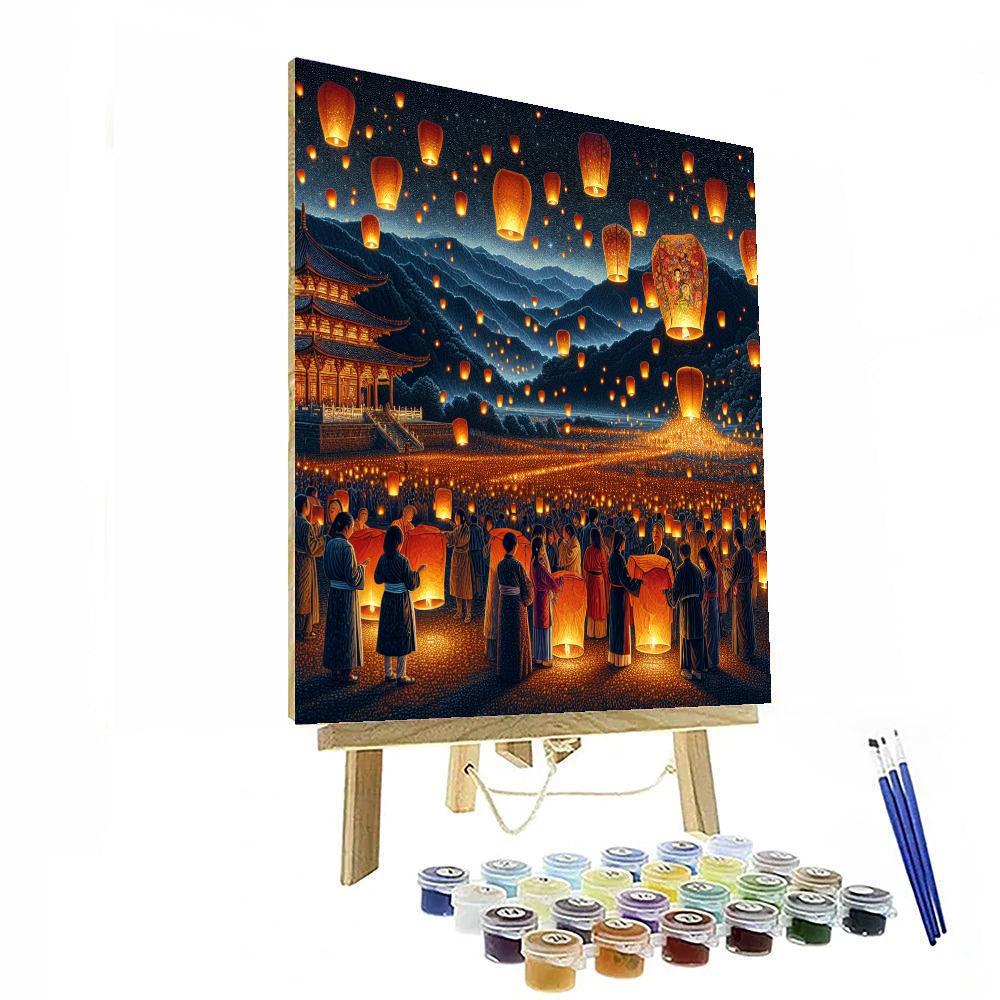 Pingxi Sky Lantern Festival - New Taipei City, Taiwan Painting Number Kit