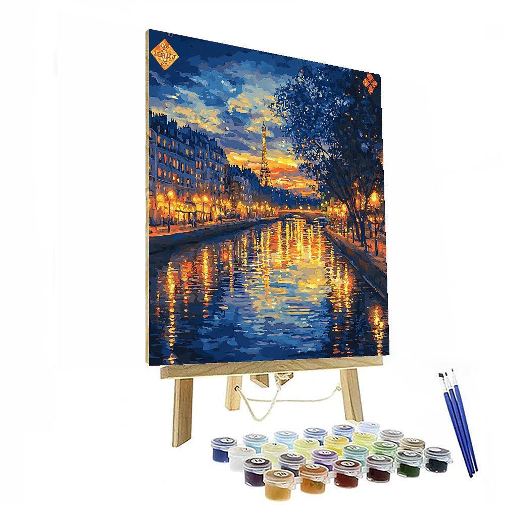 Camille Pissarro Inspired Glimmering Cityscape Reflections  Paint By Color