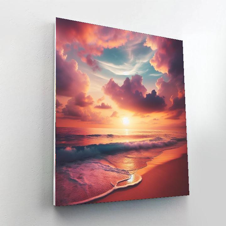 Calming Beach Sunset Number Painting