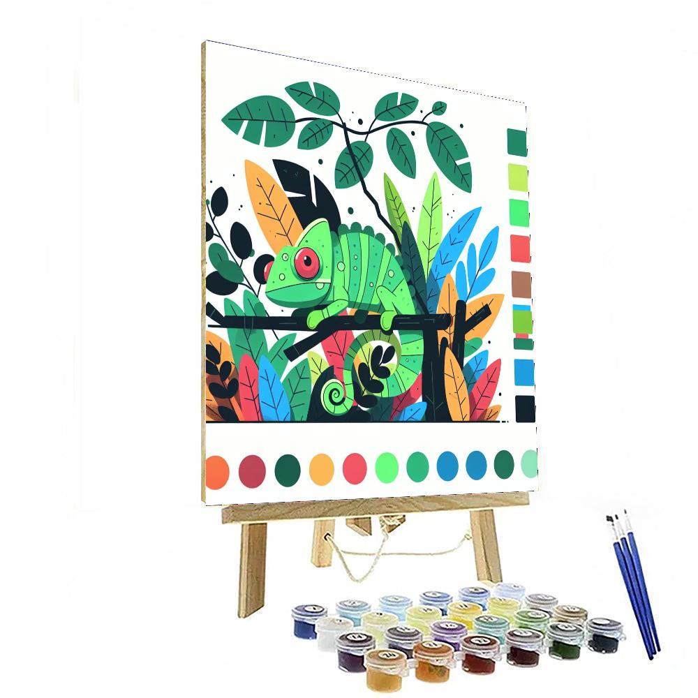 Cheery Chameleon Challenge Paint By Numbers Art
