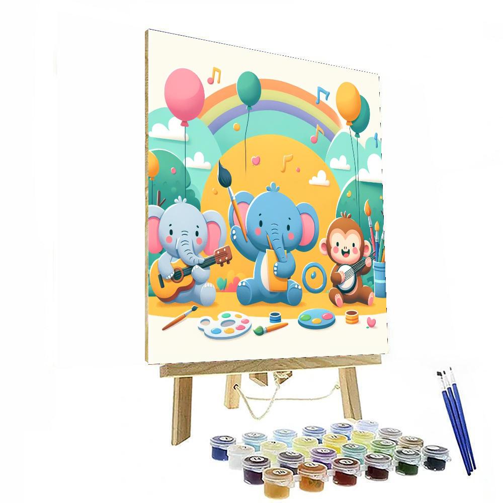 Artistic Animal Parade Number Painting