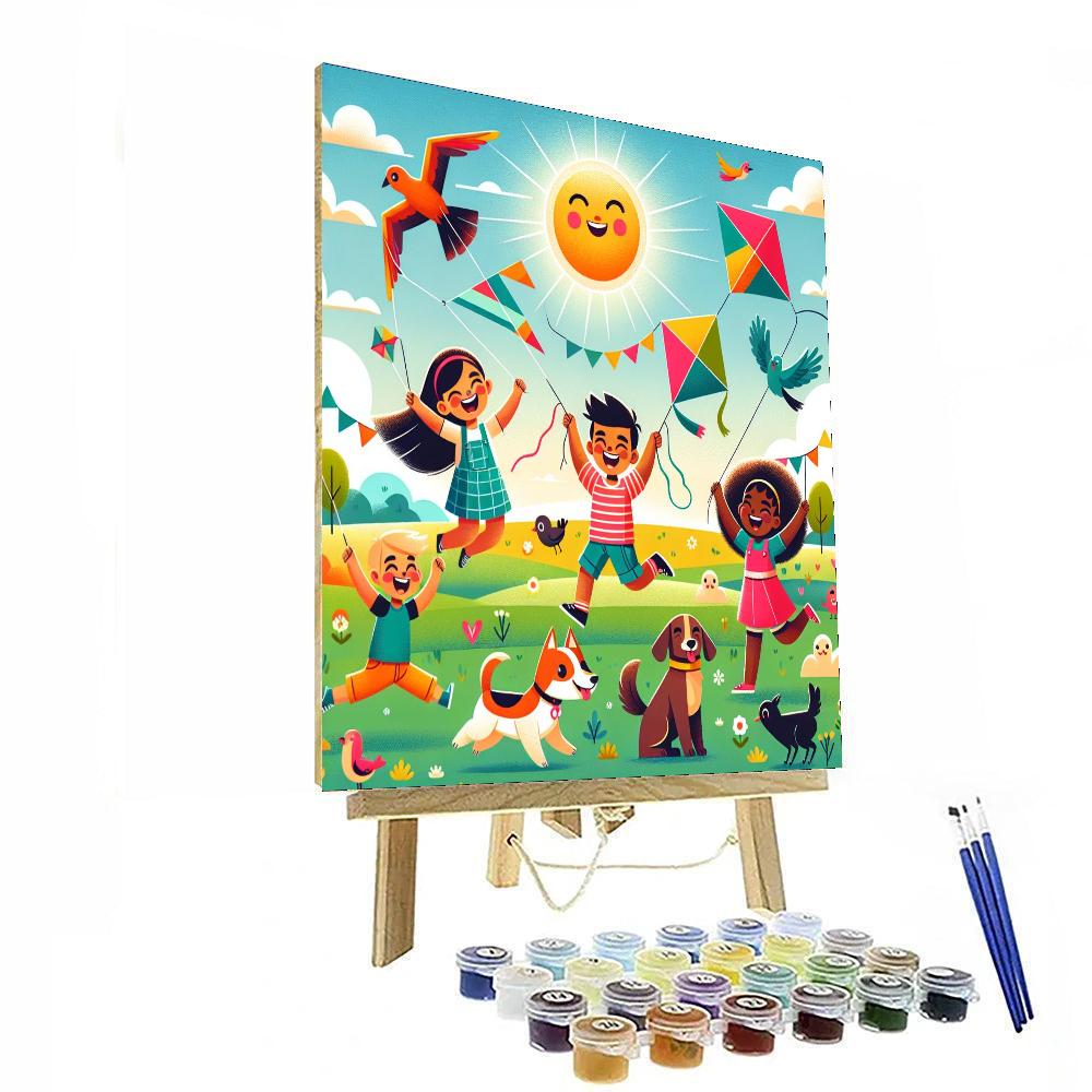 Adventurous Kite Flyers Paint By Numbers Art