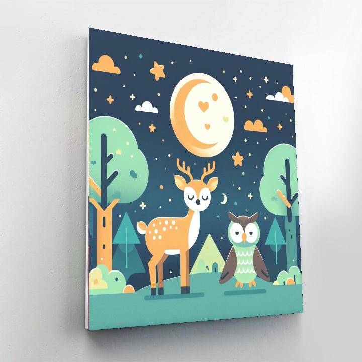 Moonlit Woodland Walk Number Painting