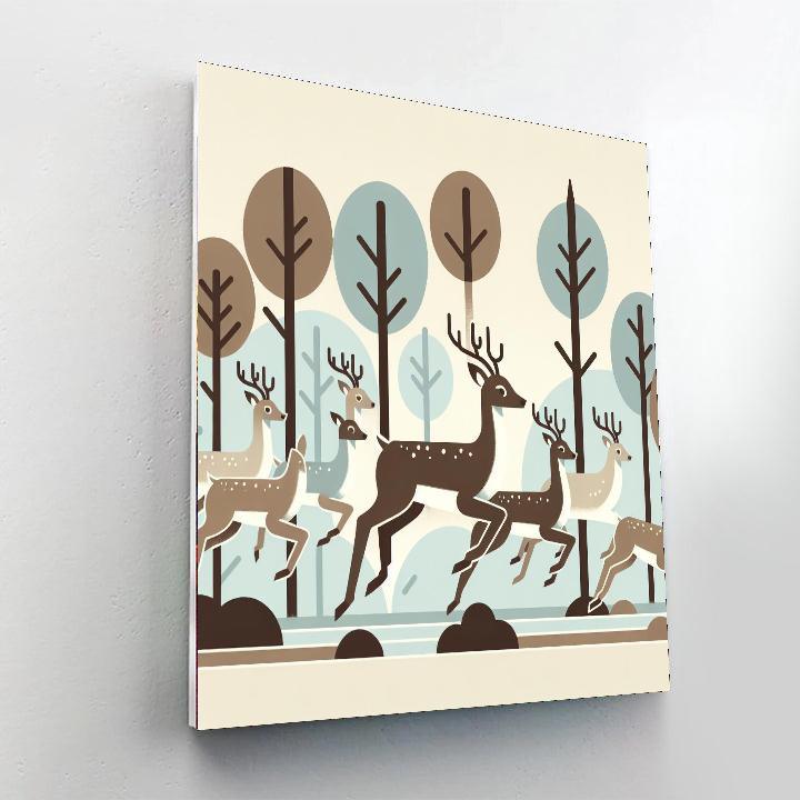 Delightful Deer Dance Number Painting
