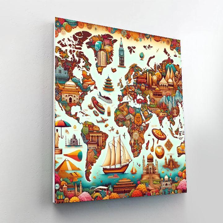 Wanderlust Map Adventure Painting Number Kit