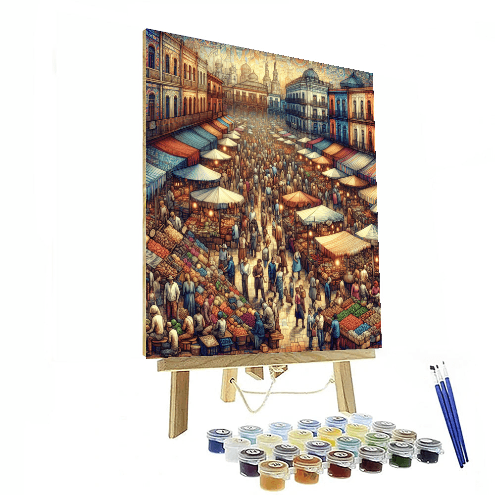 Classic European Marketplace Painting By Numbers Kit