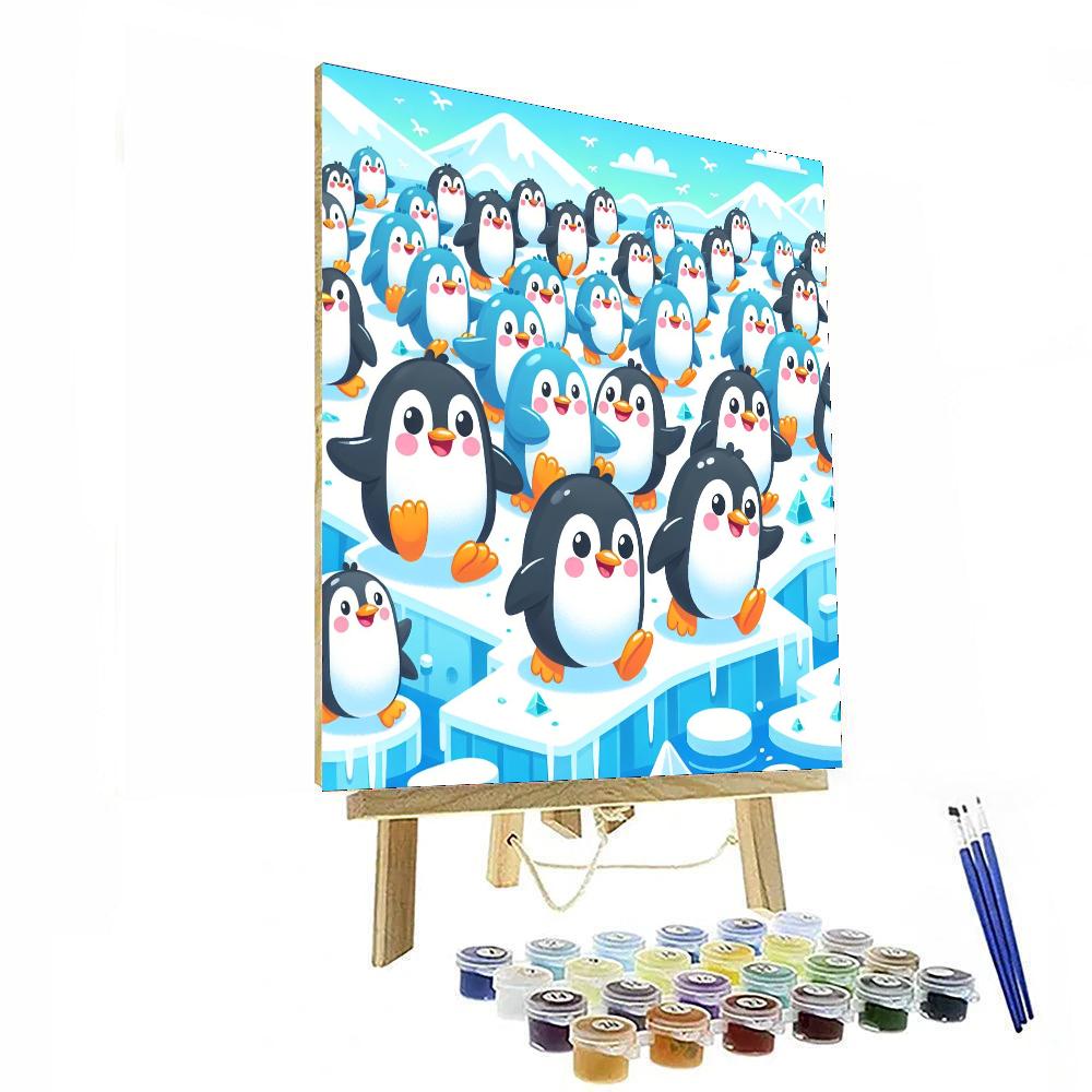 Bubbly Penguin March Number Painting