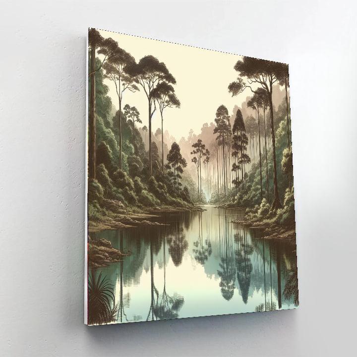 Serene Forest Reflection Number Painting