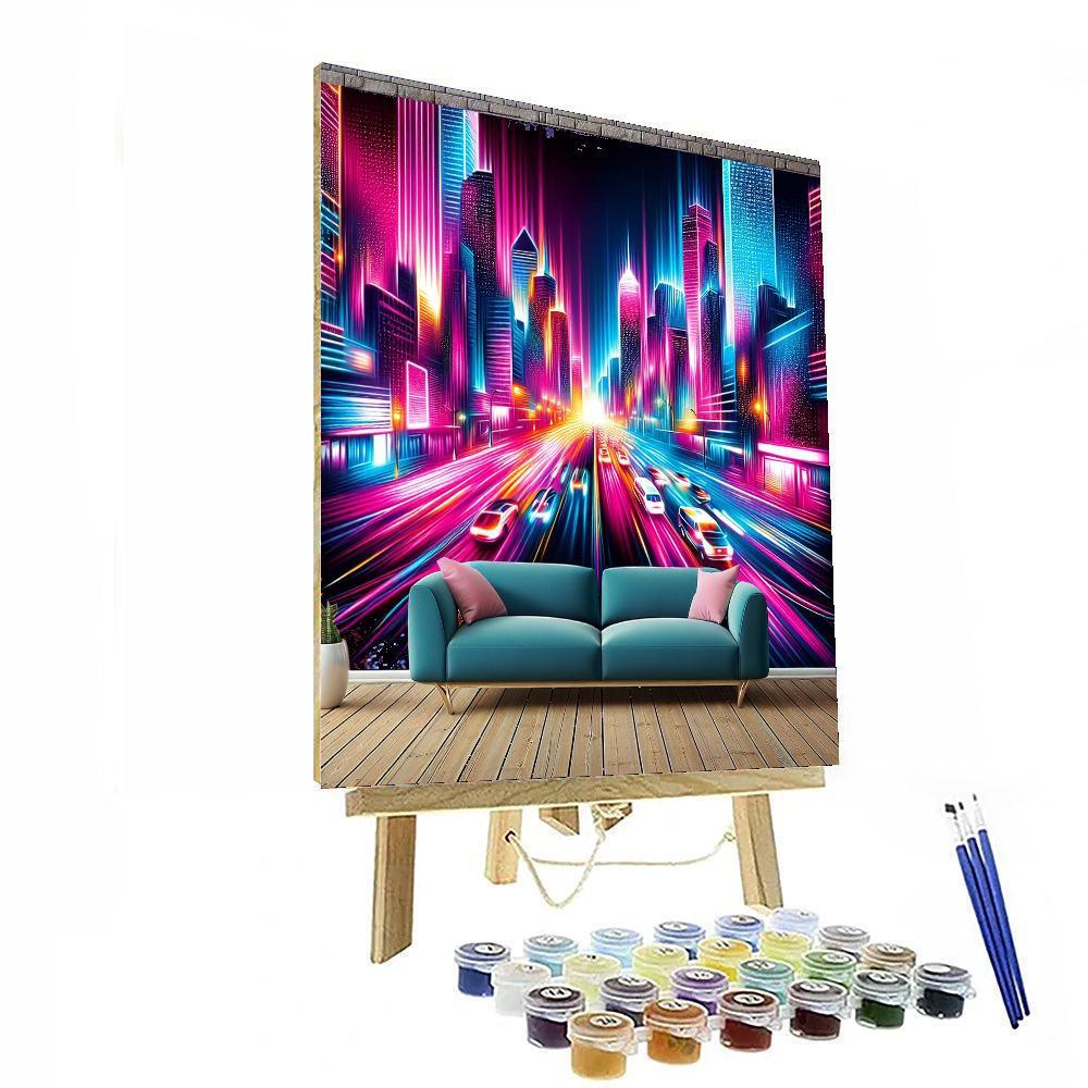 Neon City Nightscape Painting By Numbers Kit