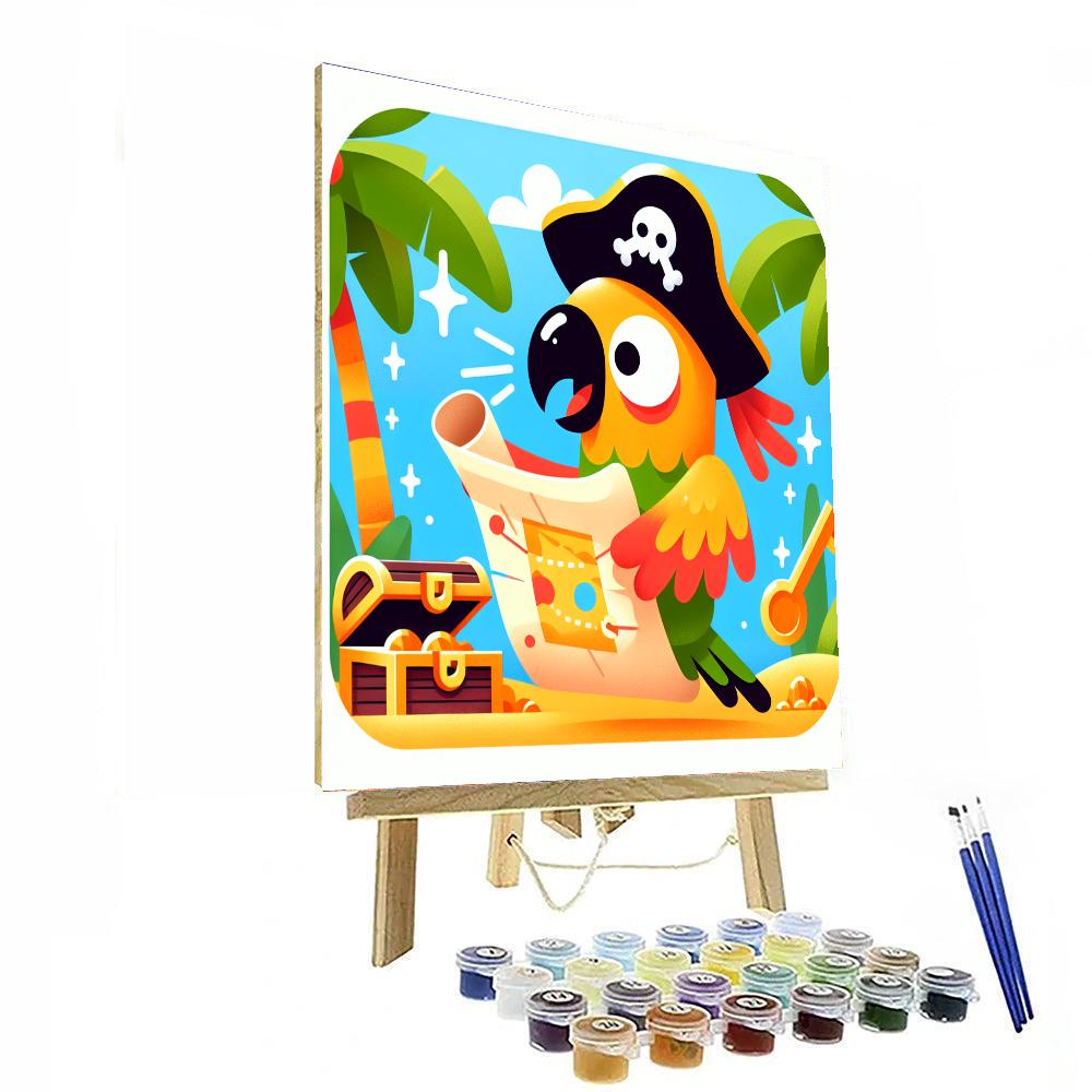 Playful Parrot's Treasure Hunt Number Painting