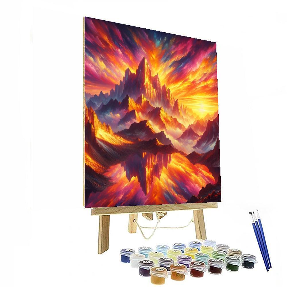 Sunset Over Mountain Peaks Paint By Numbers Art