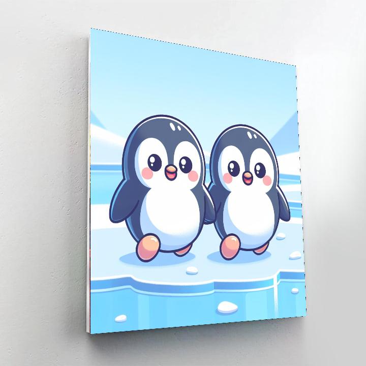 Friendly Penguin Parade Paint By Numbers Art