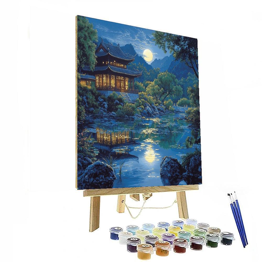 Zhao Mengfu Inspired Serenity In A Moonlit Pond  Paint By Color