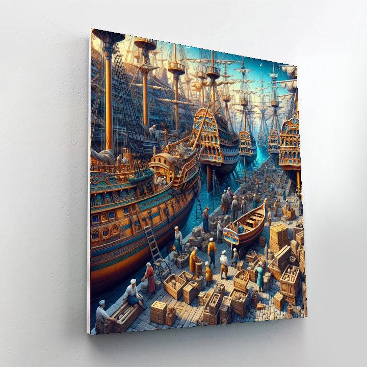 Historic Shipyard View Paint By Numbers Kits