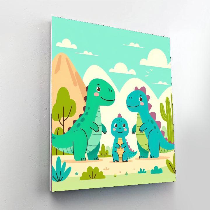Adorable Dino Family Paint By Numbers Art