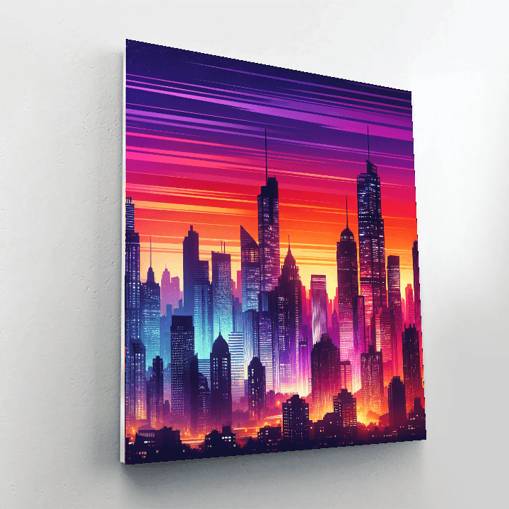 Captivating Urban Skyline Painting Number Kit