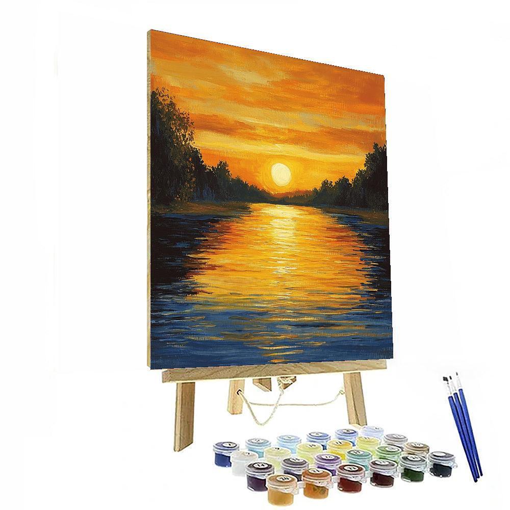 Paul Cézanne Inspired Sunset On The Riverbank  Paint By Number