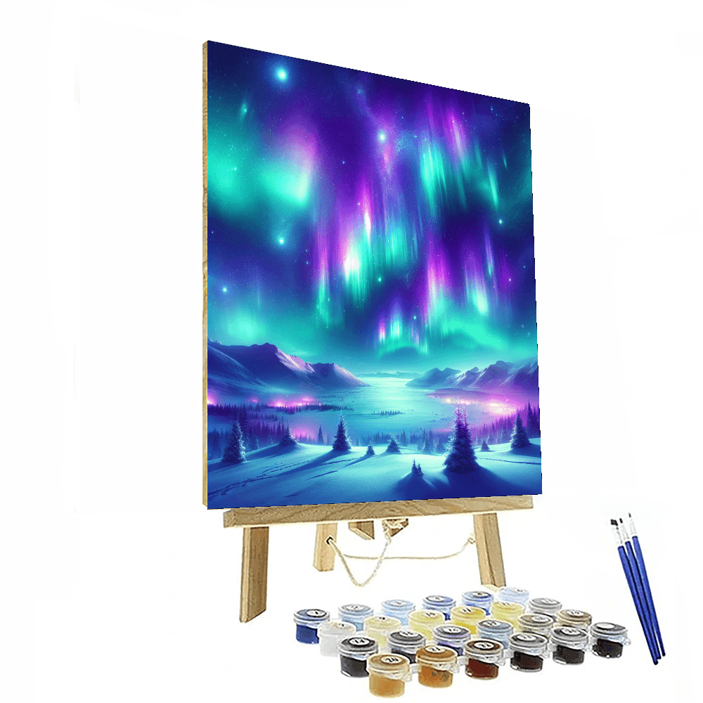 Mesmerizing Aurora Borealis Painting Number Kit