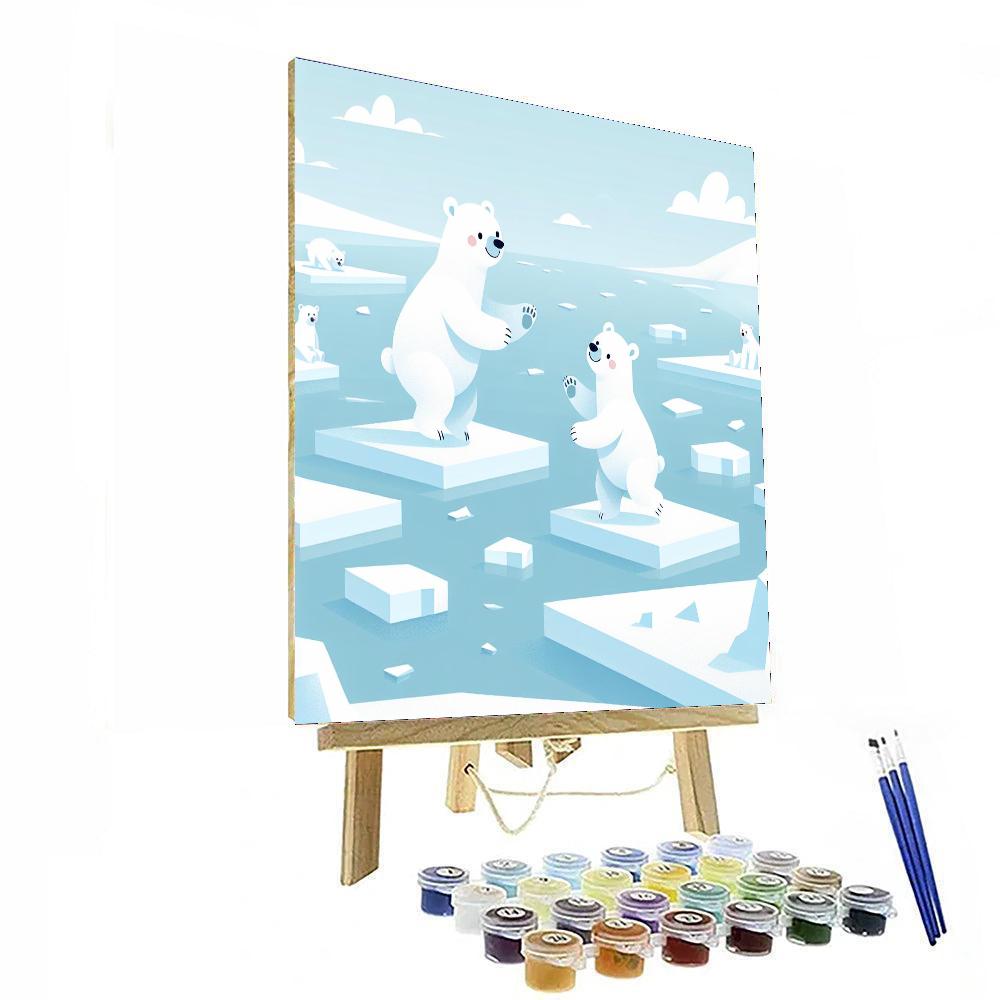 Winter Polar Bears Number Painting