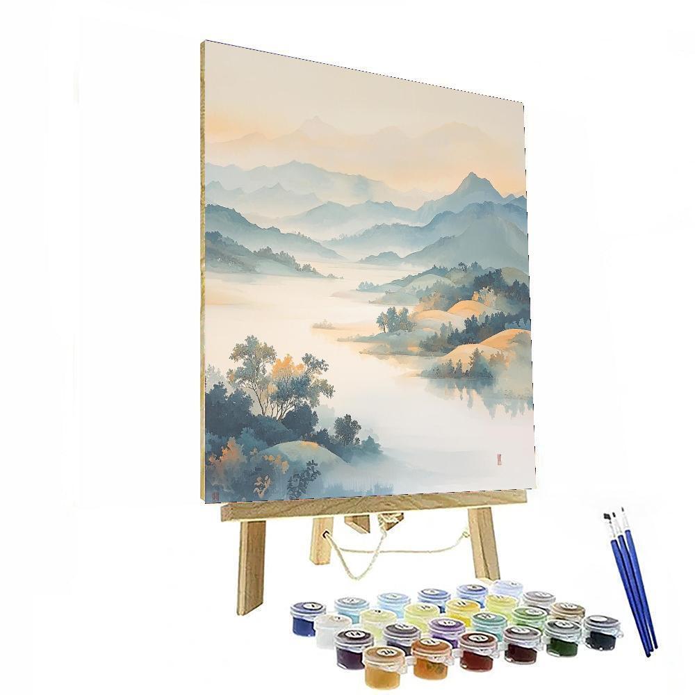 Zhao Mengfu Inspired Veil Of Morning Mist  Paint By Color