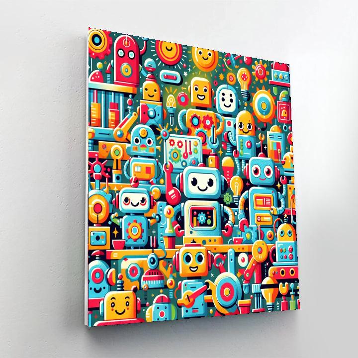 Colorful Robot Adventures Numbered Painting Kits