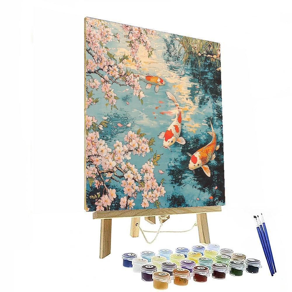 Katsushika Hokusai Inspired Serene Japanese Pond  Paint By Number