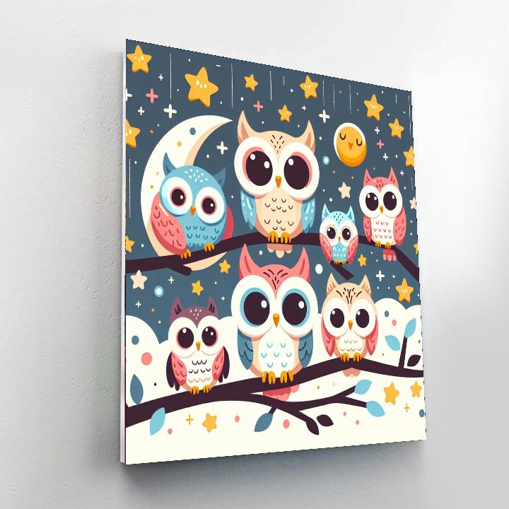 Sweet Little Owls Paint By Numbers Art