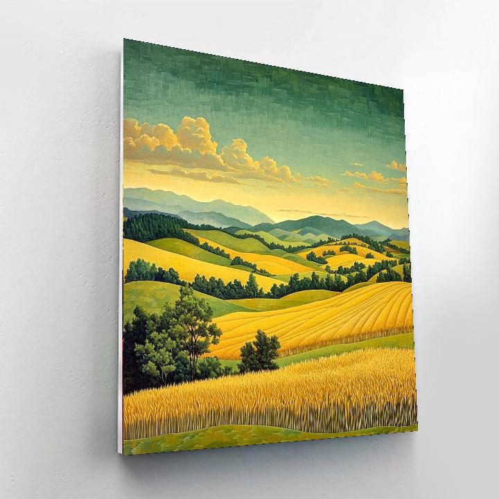 Utagawa Hiroshige Inspired The Quiet Majesty Of Golden Fields  Painting By Numbers Kit