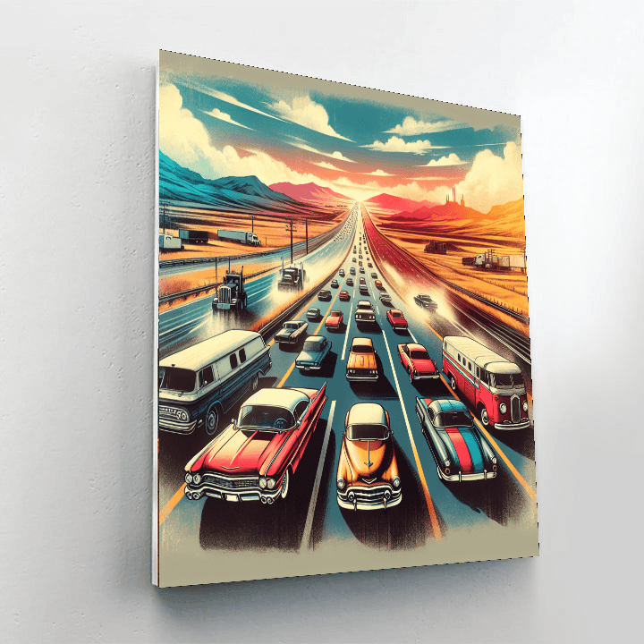 Retro Vintage Road Trip Number Painting